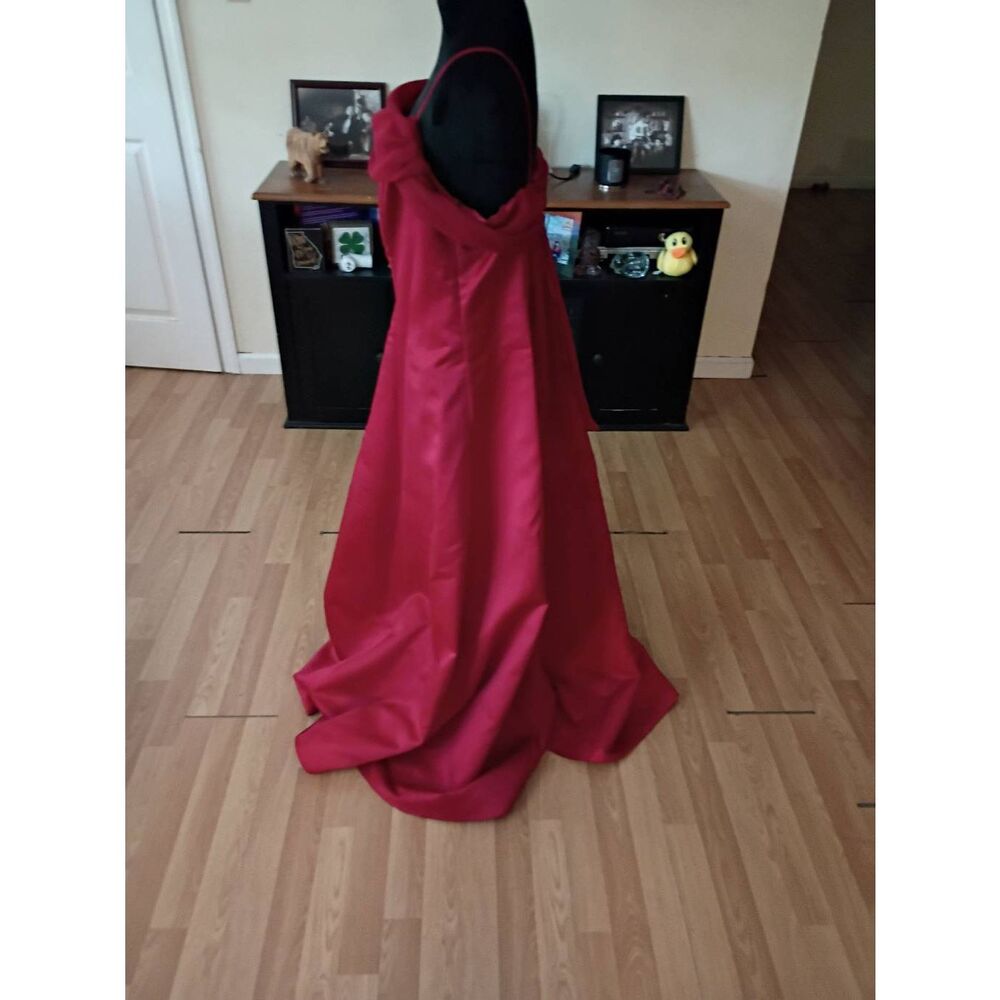 Vintage Size 19/20 Night Scene California Red Spaghetti Strap Formal Maxi Dress - Picture 8 of 8